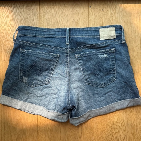 AG Adriano Goldschmied Hailey ex boyfriend roll up distressed denim shorts 27 - Picture 6 of 17